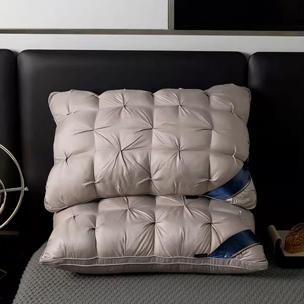 2Pcs Firm Support Pillow Quilted Extra Filled Hotel Quality Pillows Pair