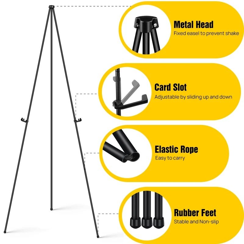 63" Foldable Artist Easel – Adjustable Portable Display Stand for Wedding Signs, Posters & Art Exhibitions