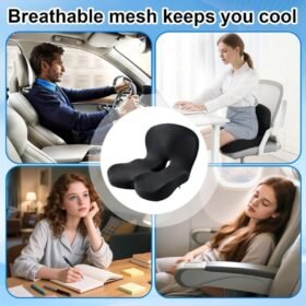Memory Foam Seat Cushion & Back Support | Lumbar Pain Relief Chair & Car Cushion