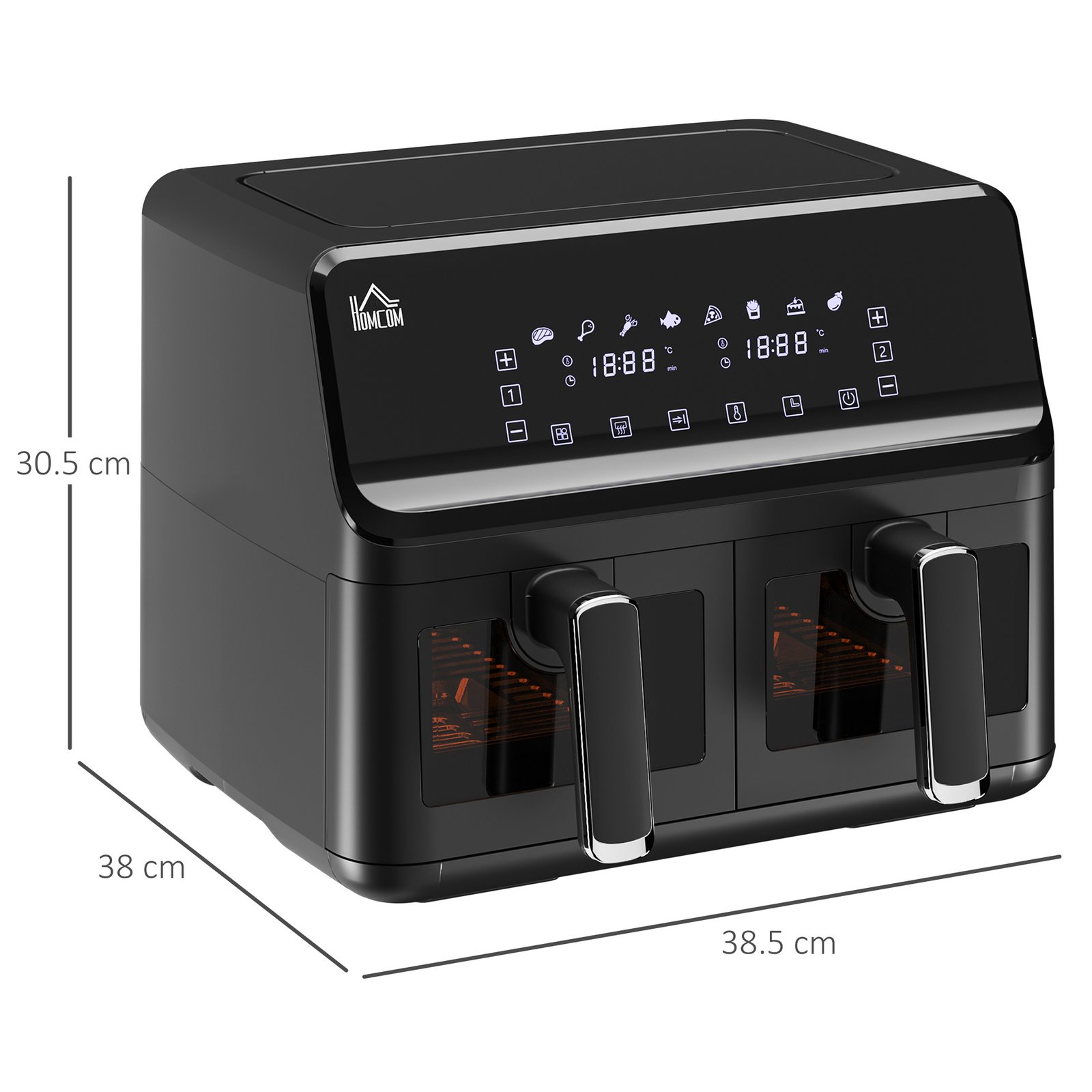 8L Dual Basket Air Fryer 2500W | 8-in-1 Digital Air Fryer Oven with Sync Finish