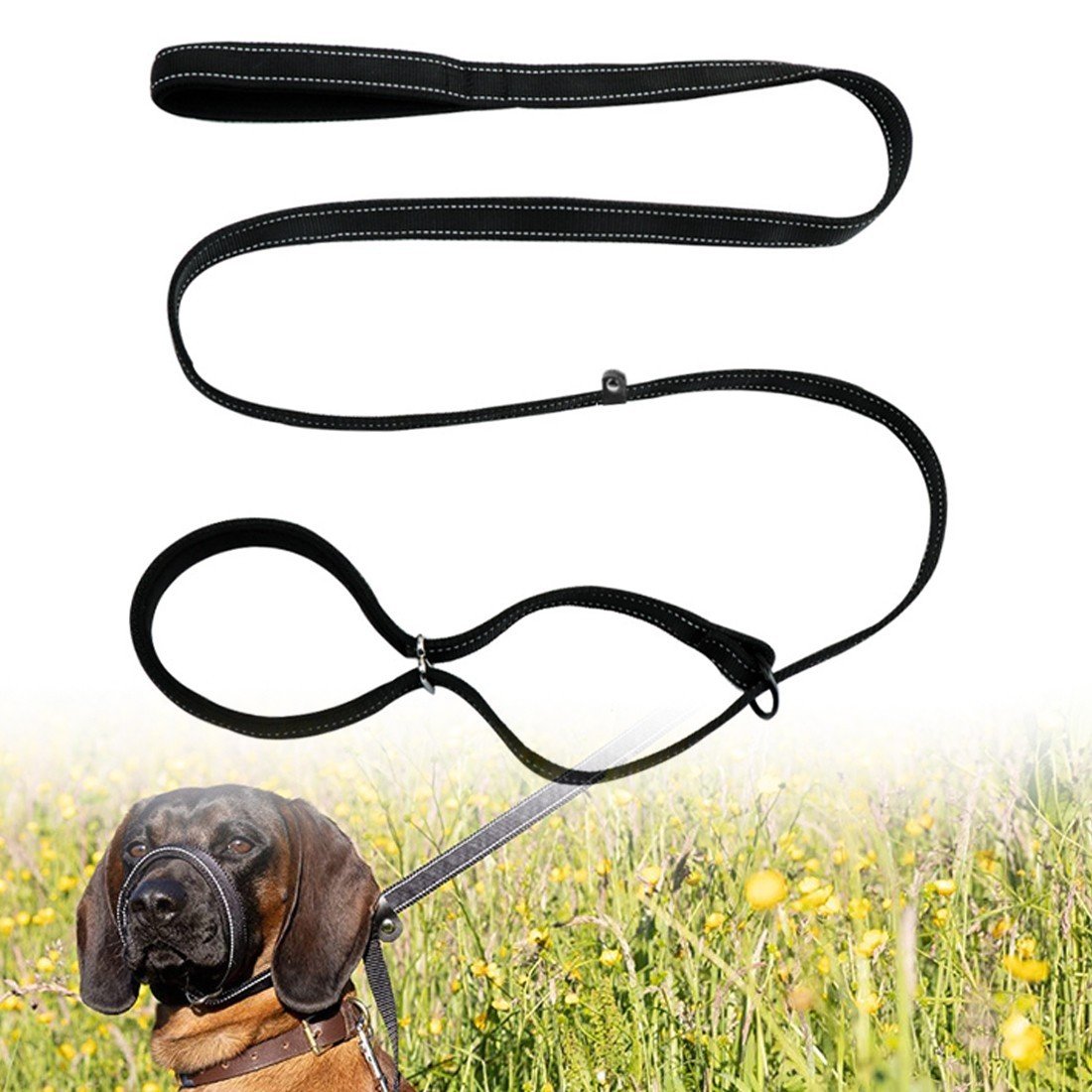 Integrated Anti-Bite Muzzle & Leash For Dogs  Dog Lead  Waste Bag Dispenser