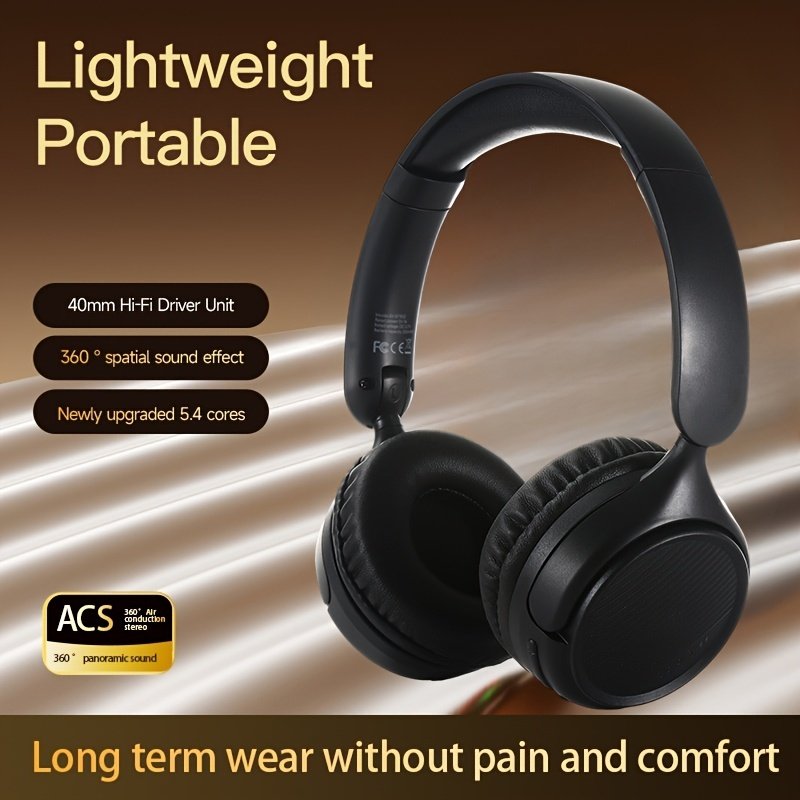 New Retro Wireless Over-ear Wireless Headphones With Microphone, High-quality Gaming Headphones, 30-hour Playback Time, Memory Foam Ear Cups, Button Control, Extendable And Adjustable, Suitable For Tr