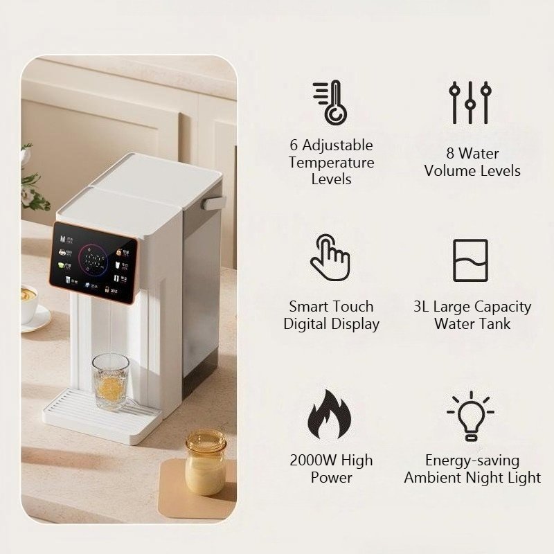 3L Countertop Hot Water Dispenser Kettle Instant Fast Boil Energy Saving 2000W